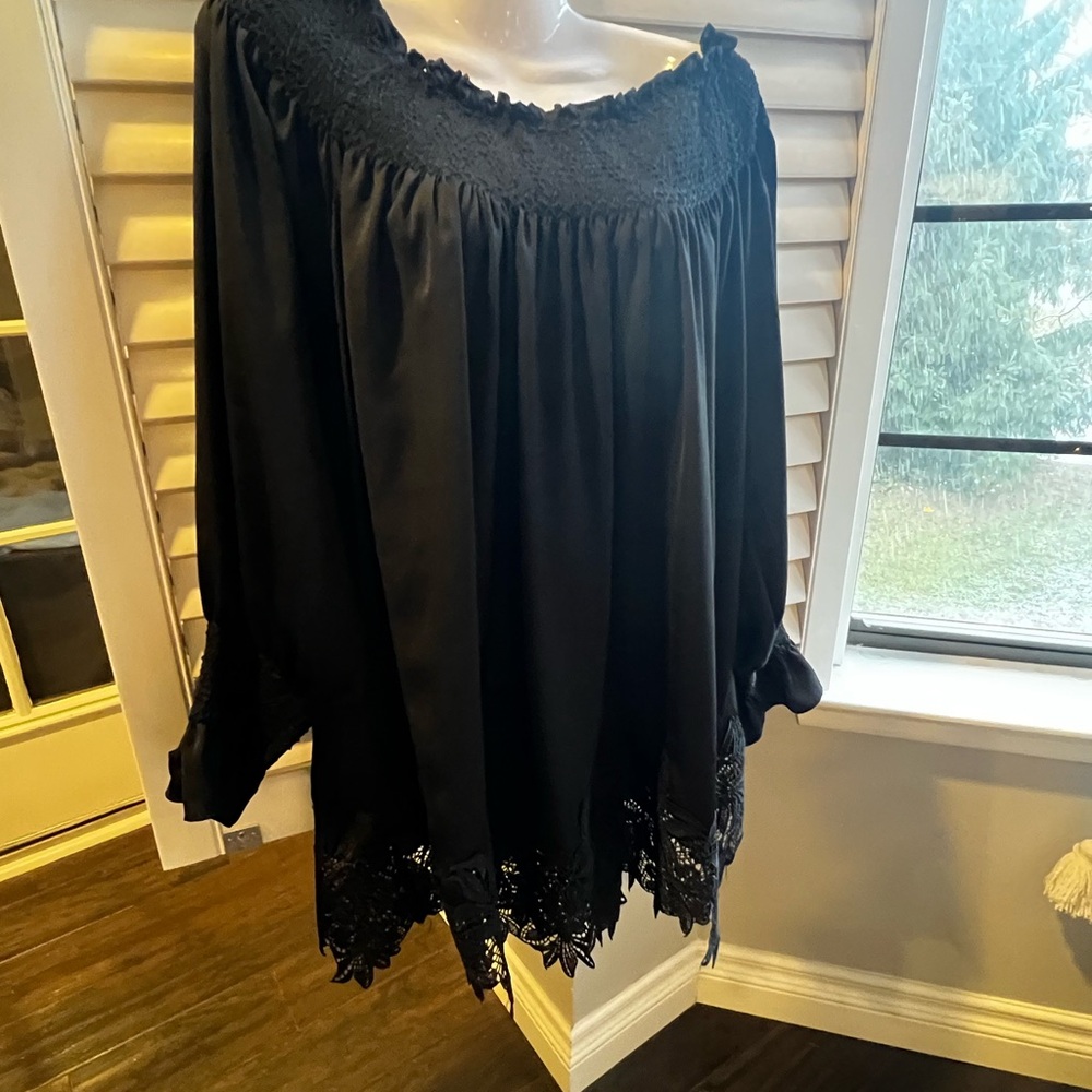 Black Silky Maternity Lace Top